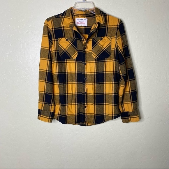 Urban Pipeline Yellow and Black Button Down Flannel Shirt Boys Size L - Picture 2 of 7